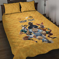 Custom Rugby Southern Hemisphere Quilt Bed Set Argentina AUNZ South Africa Mascot Gold LT9 Gold - Polynesian Pride