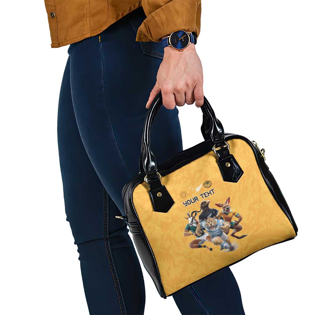 Custom Rugby Southern Hemisphere Shoulder Handbag Argentina AUNZ South Africa Mascot Gold - Polynesian Pride