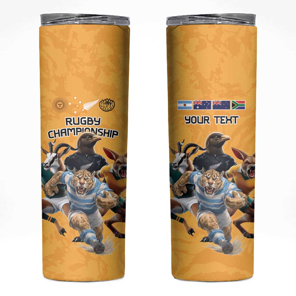 Custom Rugby Southern Hemisphere Skinny Tumbler Argentina AUNZ South Africa Mascot Gold LT9 Gold - Polynesian Pride