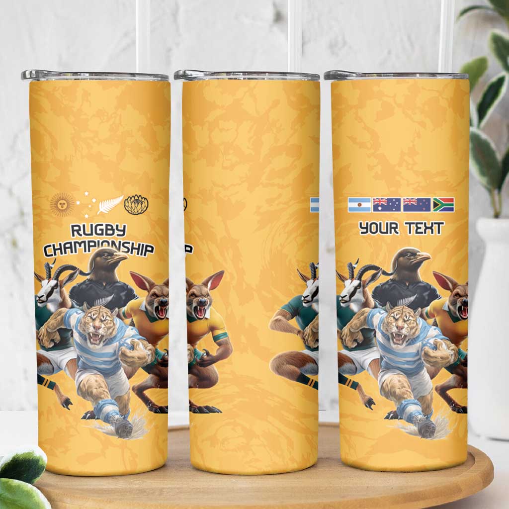 Custom Rugby Southern Hemisphere Skinny Tumbler Argentina AUNZ South Africa Mascot Gold LT9 - Polynesian Pride