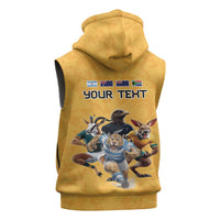 Custom Rugby Southern Hemisphere Sleeveless Hoodie Argentina AUNZ South Africa Mascot Gold LT9 - Polynesian Pride
