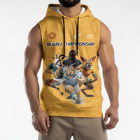 Custom Rugby Southern Hemisphere Sleeveless Hoodie Argentina AUNZ South Africa Mascot Gold LT9 - Polynesian Pride