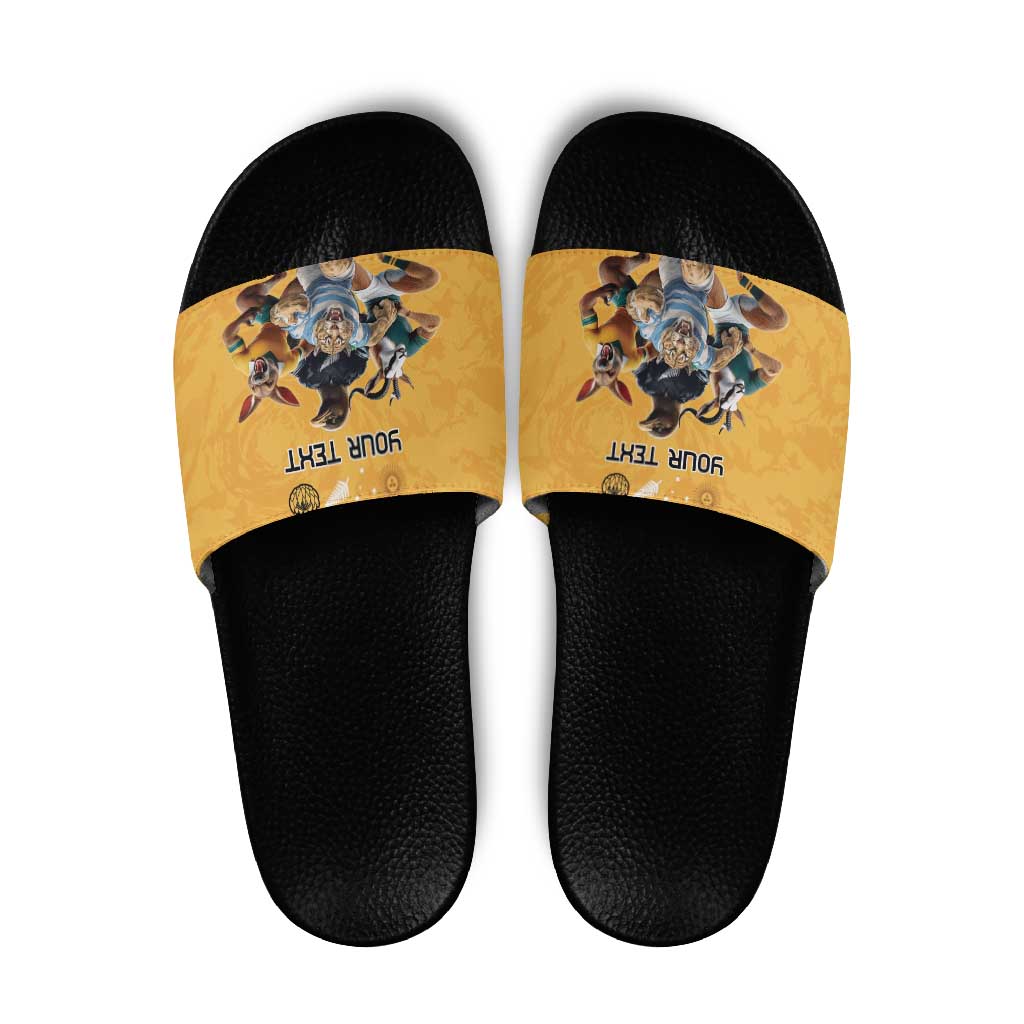 Custom Rugby Southern Hemisphere Slide Sandals Argentina AUNZ South Africa Mascot Gold LT9 Gold - Polynesian Pride