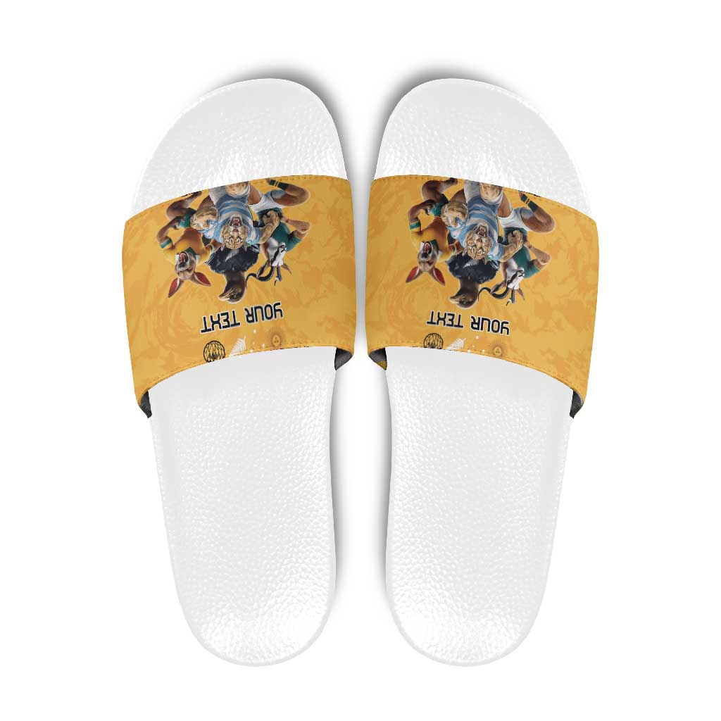Custom Rugby Southern Hemisphere Slide Sandals Argentina AUNZ South Africa Mascot Gold LT9 Gold - Polynesian Pride