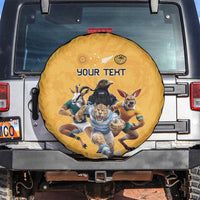 Custom Rugby Southern Hemisphere Spare Tire Cover Argentina AUNZ South Africa Mascot Gold LT9 Gold - Polynesian Pride