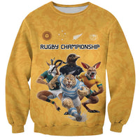 Custom Rugby Southern Hemisphere Sweatshirt Argentina AUNZ South Africa Mascot Gold - Polynesian Pride