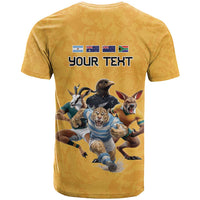 Custom Rugby Southern Hemisphere T Shirt Argentina AUNZ South Africa Mascot Gold LT9 - Polynesian Pride
