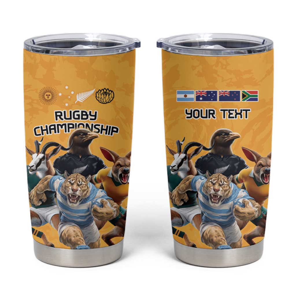 Custom Rugby Southern Hemisphere Tumbler Cup Argentina AUNZ South Africa Mascot Gold LT9 Gold - Polynesian Pride