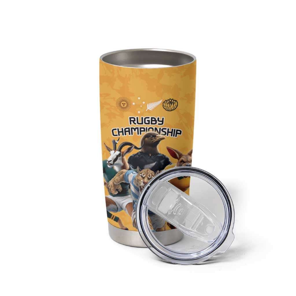 Custom Rugby Southern Hemisphere Tumbler Cup Argentina AUNZ South Africa Mascot Gold LT9 - Polynesian Pride