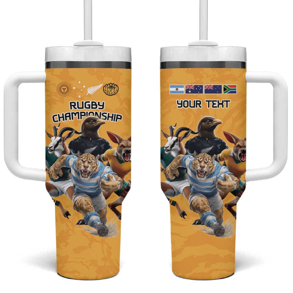 Custom Rugby Southern Hemisphere Tumbler With Handle Argentina AUNZ South Africa Mascot Gold LT9 One Size: 40 oz Gold - Polynesian Pride