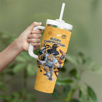Custom Rugby Southern Hemisphere Tumbler With Handle Argentina AUNZ South Africa Mascot Gold LT9 - Polynesian Pride