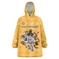 Custom Rugby Southern Hemisphere Wearable Blanket Hoodie Argentina AUNZ South Africa Mascot Gold LT9 One Size Gold - Polynesian Pride