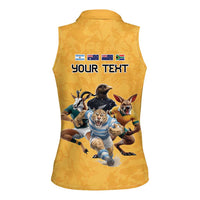 Custom Rugby Southern Hemisphere Women Sleeveless Polo Shirt Argentina AUNZ South Africa Mascot Gold LT9 - Polynesian Pride