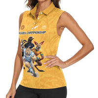 Custom Rugby Southern Hemisphere Women Sleeveless Polo Shirt Argentina AUNZ South Africa Mascot Gold LT9 - Polynesian Pride