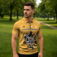 Custom Rugby Southern Hemisphere Zipper Polo Shirt Argentina AUNZ South Africa Mascot Gold LT9 - Polynesian Pride