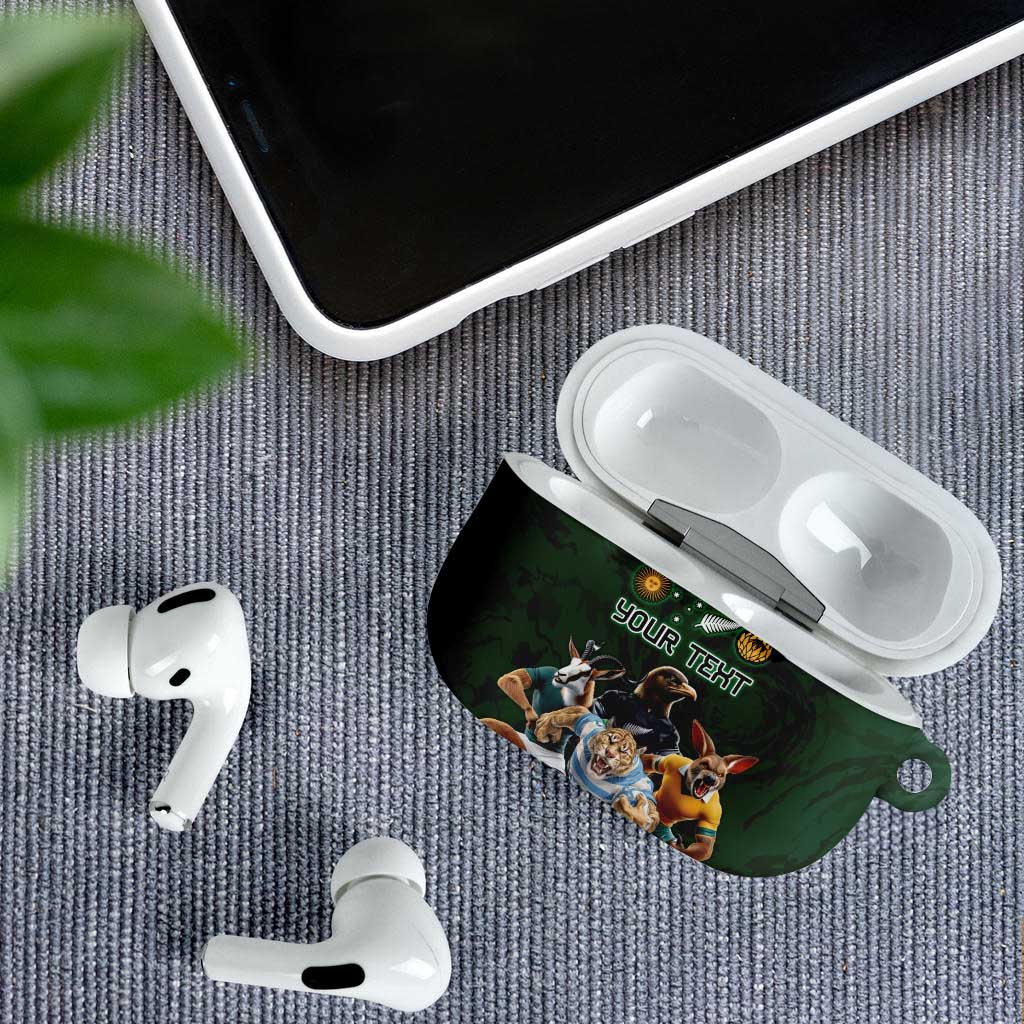Custom Rugby Southern Hemisphere AirPods Case Argentina AUNZ South Africa Mascot Green LT9 - Polynesian Pride