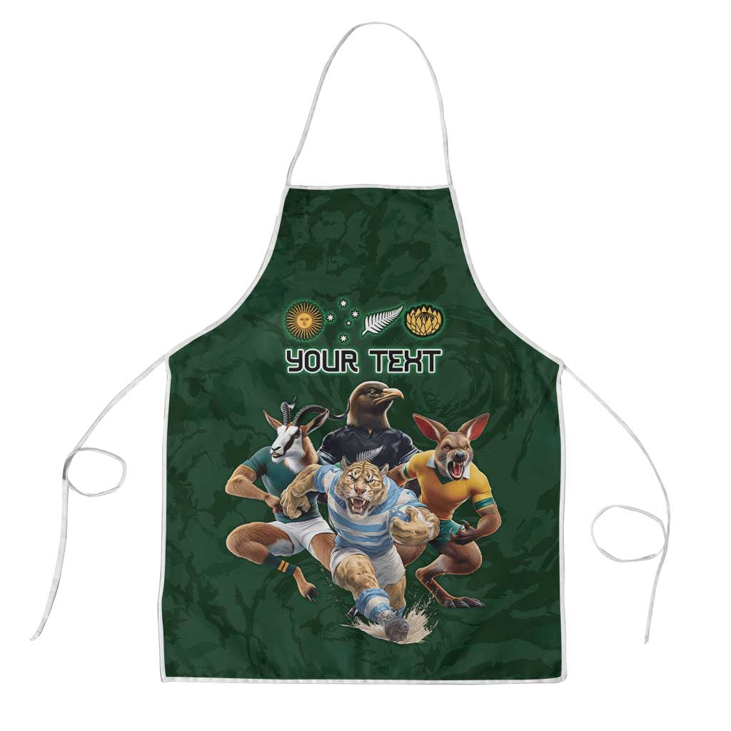 Custom Rugby Southern Hemisphere Apron Argentina AUNZ South Africa Mascot Green - Polynesian Pride