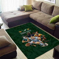 Custom Rugby Southern Hemisphere Area Rug Argentina AUNZ South Africa Mascot Green LT9 - Polynesian Pride
