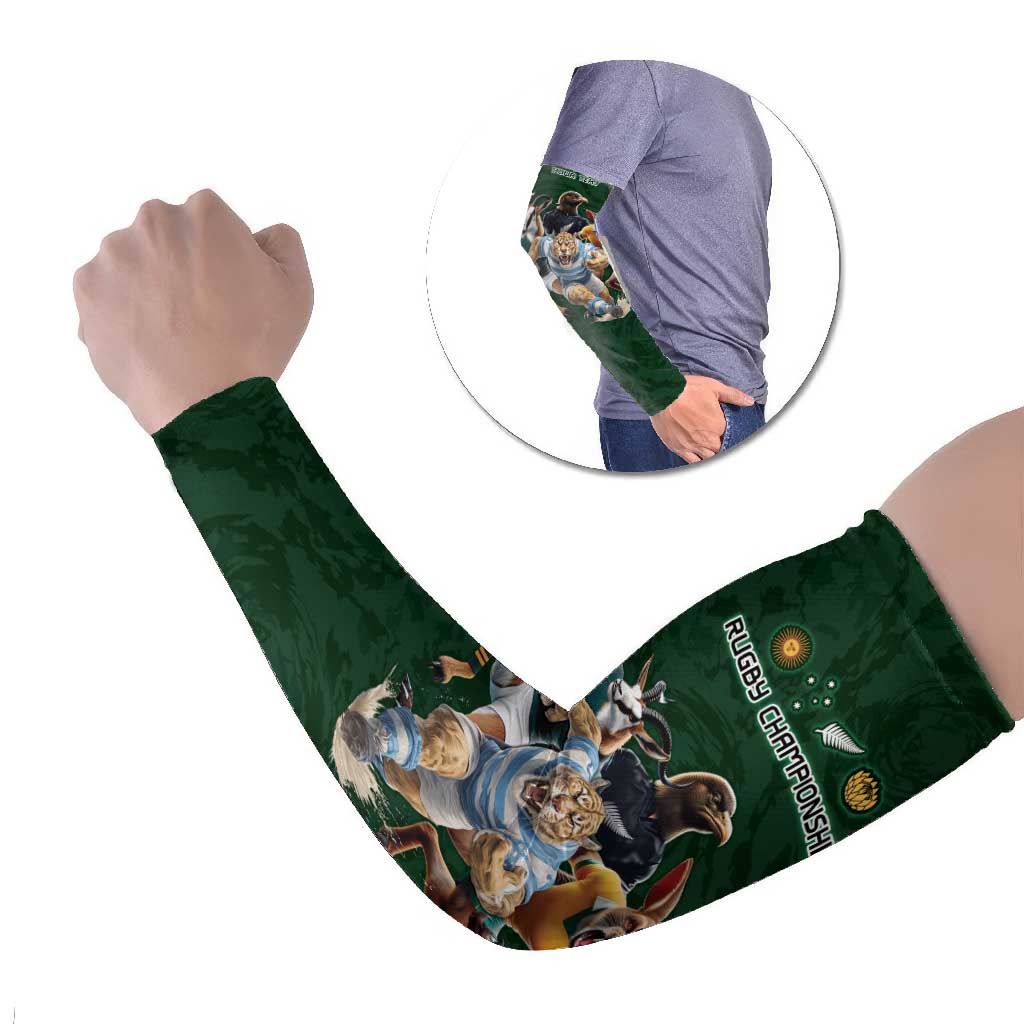 Custom Rugby Southern Hemisphere Arm Sleeves Argentina AUNZ South Africa Mascot Green LT9 Set of 2 Green - Polynesian Pride
