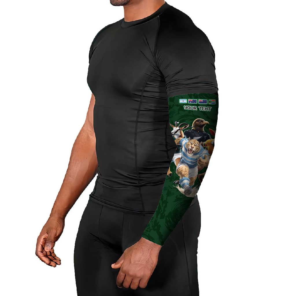 Custom Rugby Southern Hemisphere Arm Sleeves Argentina AUNZ South Africa Mascot Green LT9 - Polynesian Pride