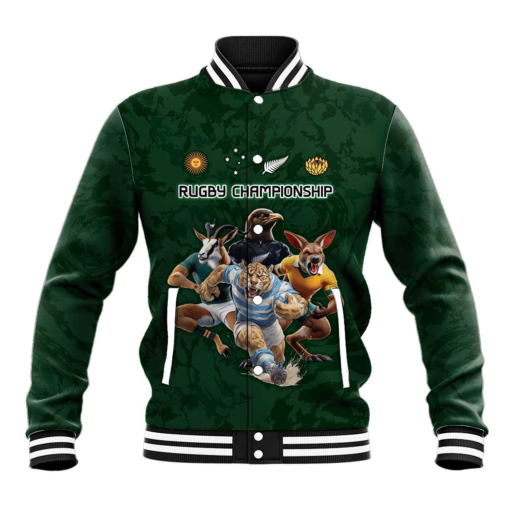 Custom Rugby Southern Hemisphere Baseball Jacket Argentina AUNZ South Africa Mascot Green - Polynesian Pride