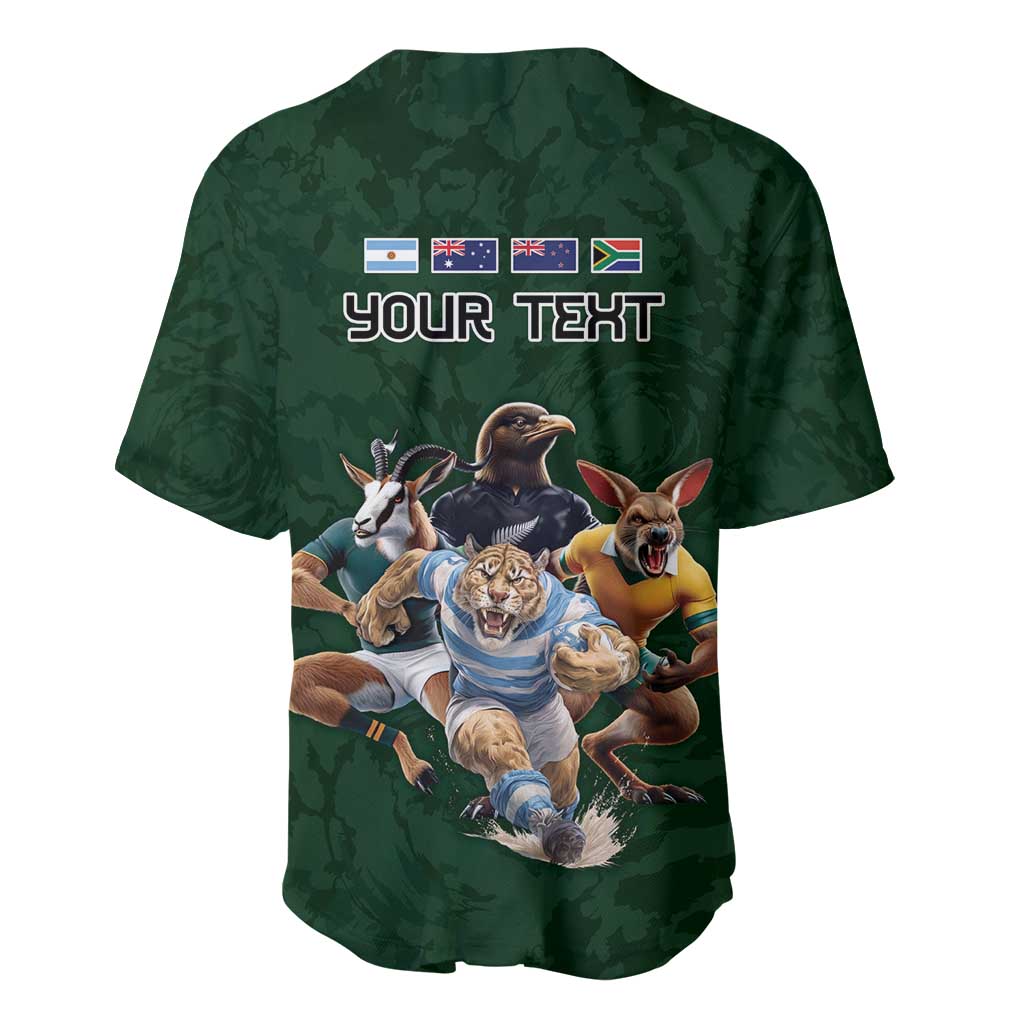 Custom Rugby Southern Hemisphere Baseball Jersey Argentina AUNZ South Africa Mascot Green - Polynesian Pride