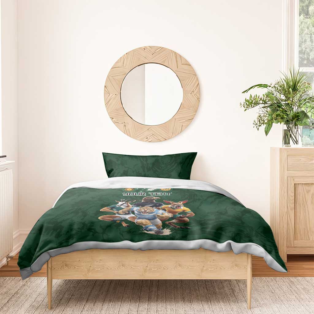 Custom Rugby Southern Hemisphere Bedding Set Argentina AUNZ South Africa Mascot Green - Polynesian Pride