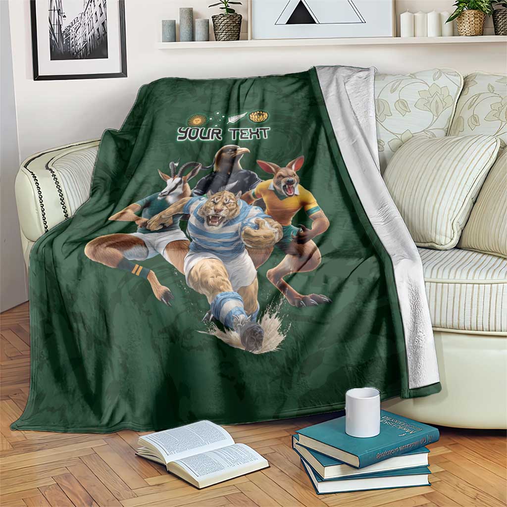 Custom Rugby Southern Hemisphere Blanket Argentina AUNZ South Africa Mascot Green - Polynesian Pride