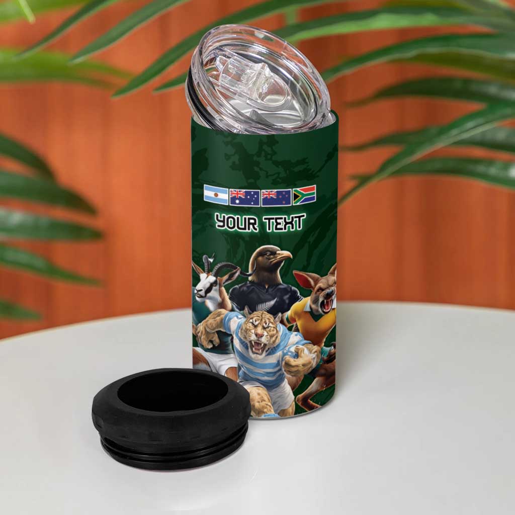 Custom Rugby Southern Hemisphere 4 in 1 Can Cooler Tumbler Argentina AUNZ South Africa Mascot Green LT9 - Polynesian Pride