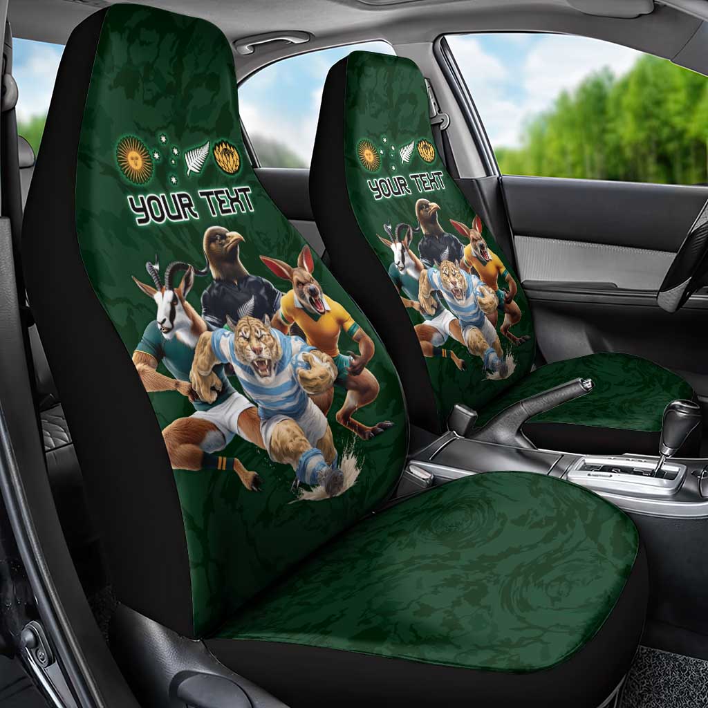Custom Rugby Southern Hemisphere Car Seat Cover Argentina AUNZ South Africa Mascot Green LT9 - Polynesian Pride