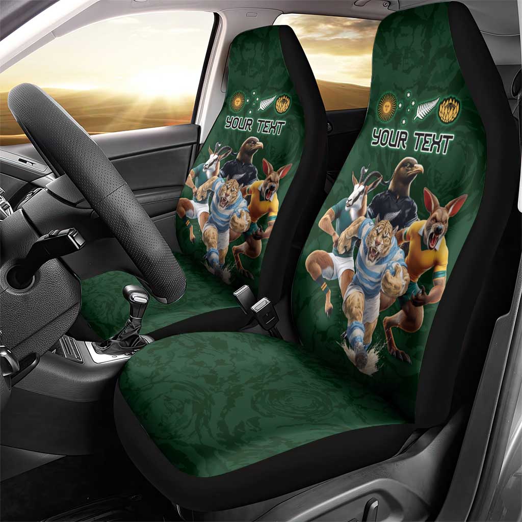 Custom Rugby Southern Hemisphere Car Seat Cover Argentina AUNZ South Africa Mascot Green LT9 - Polynesian Pride