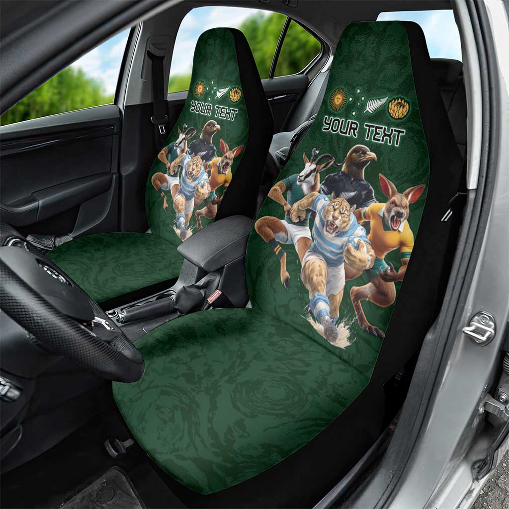 Custom Rugby Southern Hemisphere Car Seat Cover Argentina AUNZ South Africa Mascot Green LT9 - Polynesian Pride
