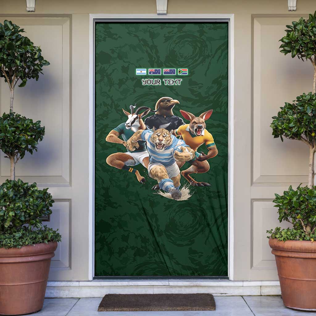 Custom Rugby Southern Hemisphere Door Cover Argentina AUNZ South Africa Mascot Green LT9 Green - Polynesian Pride