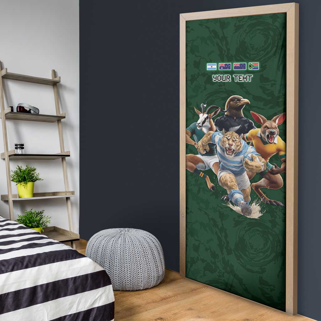 Custom Rugby Southern Hemisphere Door Cover Argentina AUNZ South Africa Mascot Green LT9 - Polynesian Pride