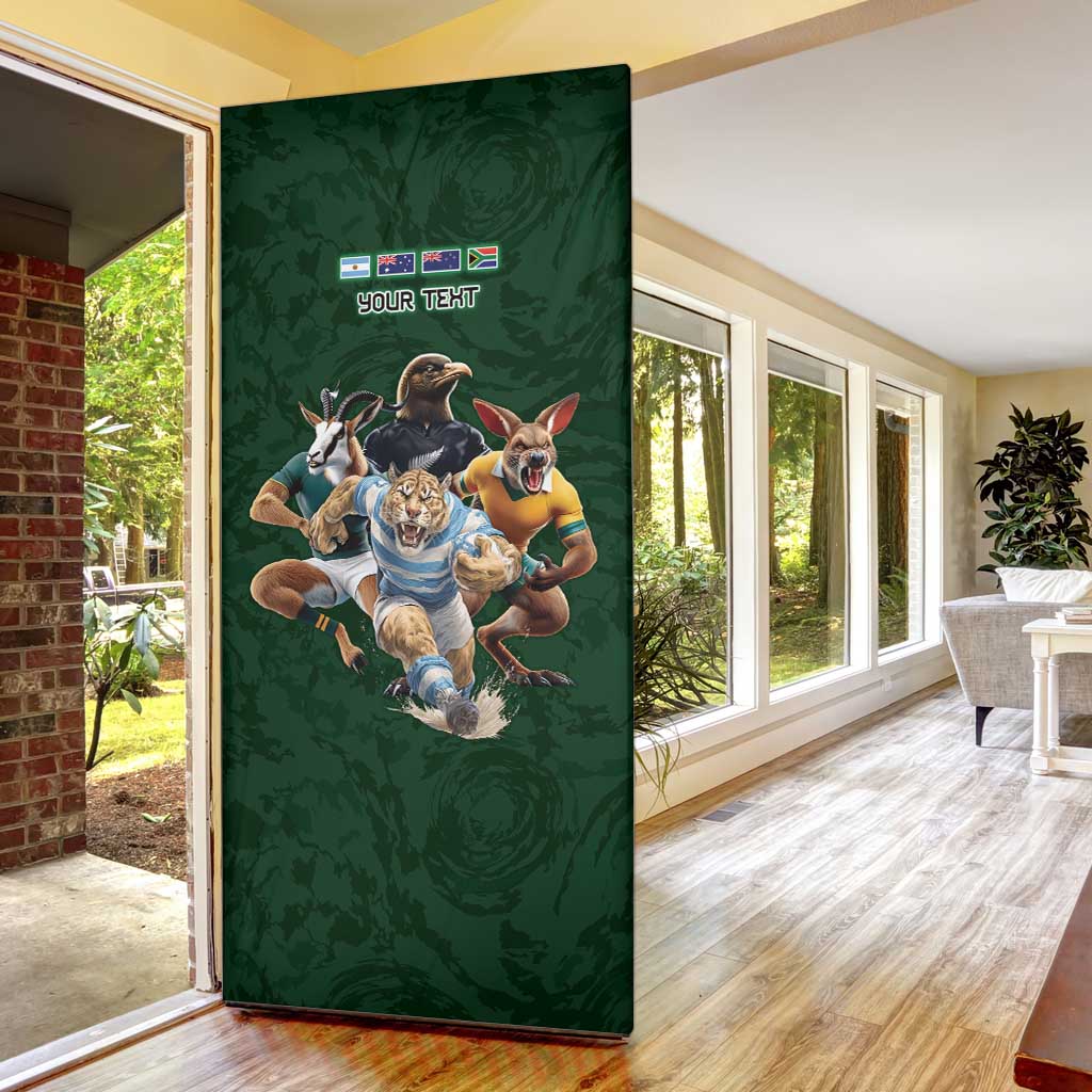 Custom Rugby Southern Hemisphere Door Cover Argentina AUNZ South Africa Mascot Green LT9 - Polynesian Pride