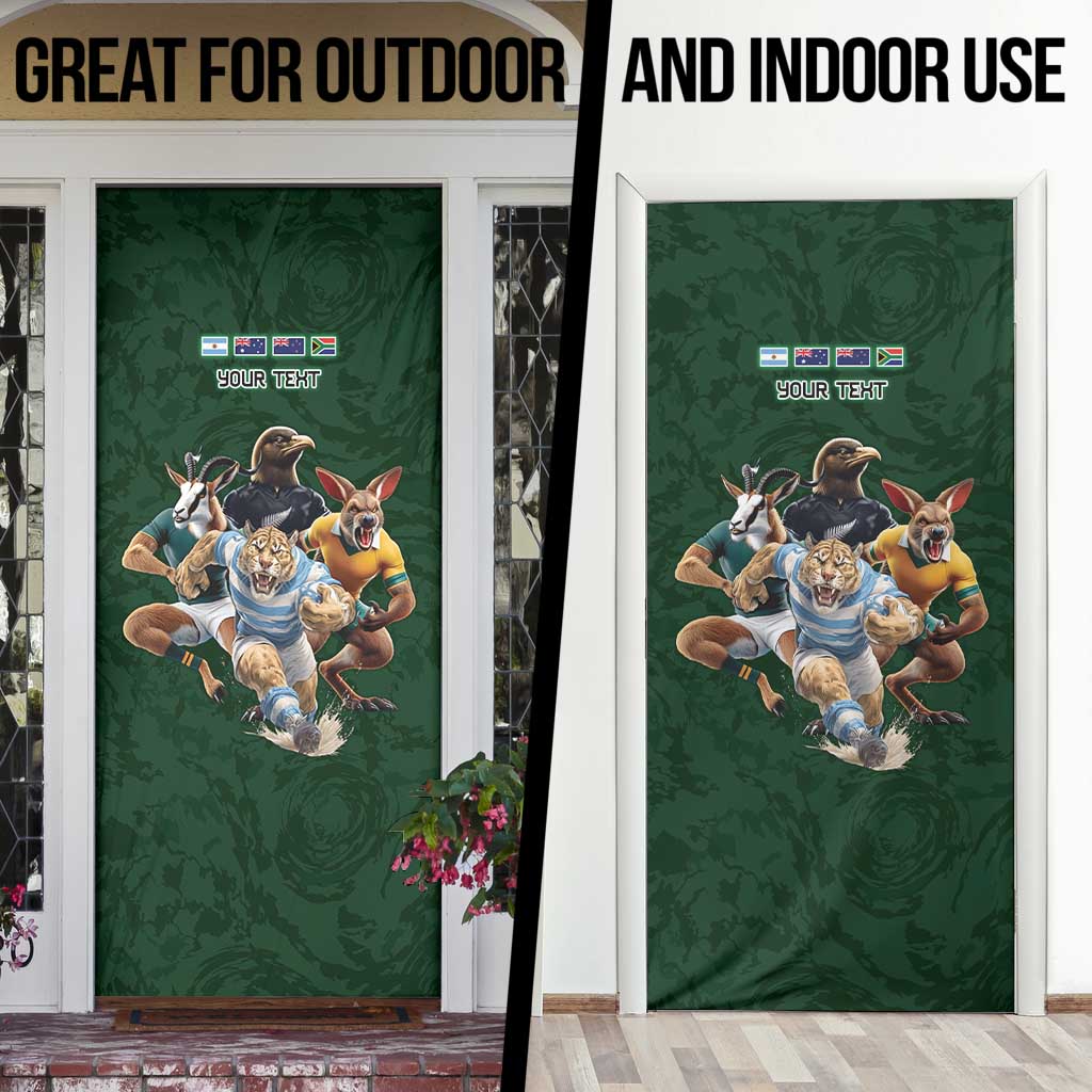 Custom Rugby Southern Hemisphere Door Cover Argentina AUNZ South Africa Mascot Green LT9 - Polynesian Pride