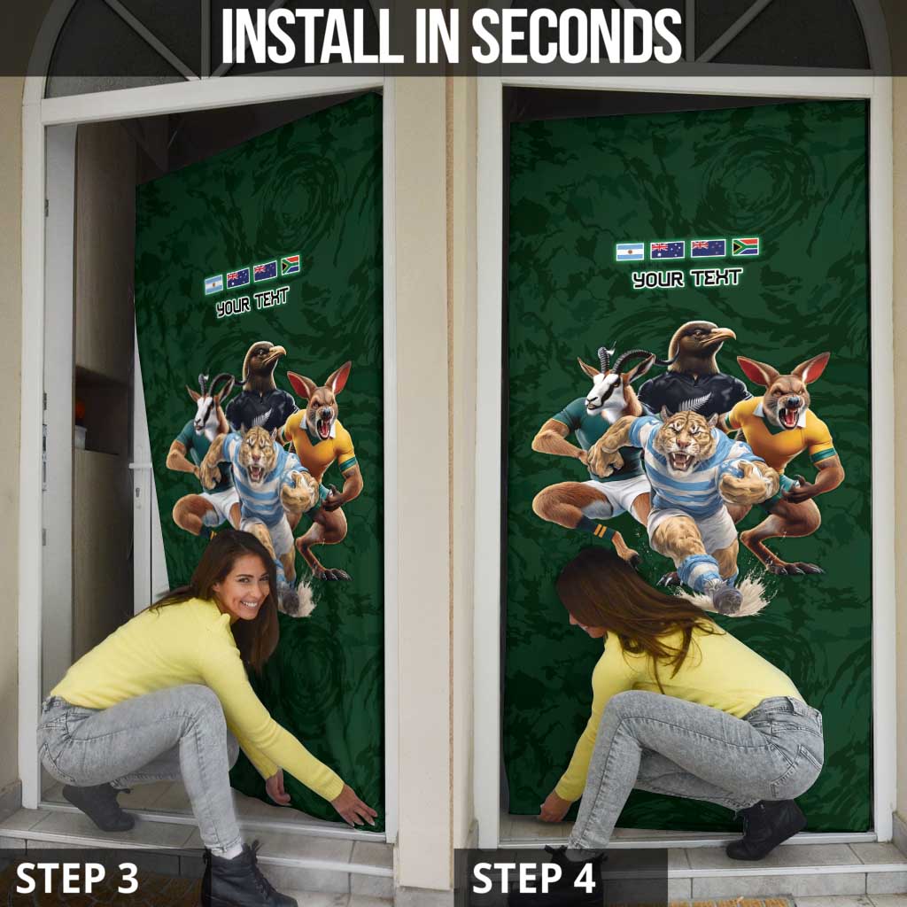 Custom Rugby Southern Hemisphere Door Cover Argentina AUNZ South Africa Mascot Green LT9 - Polynesian Pride