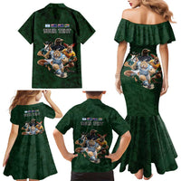 Custom Rugby Southern Hemisphere Family Matching Mermaid Dress and Hawaiian Shirt Argentina AUNZ South Africa Mascot Green LT9 - Polynesian Pride