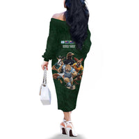 Custom Rugby Southern Hemisphere Family Matching Off The Shoulder Long Sleeve Dress and Hawaiian Shirt Argentina AUNZ South Africa Mascot Green LT9 - Polynesian Pride