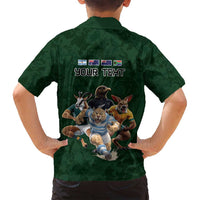 Custom Rugby Southern Hemisphere Family Matching Summer Maxi Dress and Hawaiian Shirt Argentina AUNZ South Africa Mascot Green LT9 - Polynesian Pride