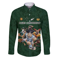 Custom Rugby Southern Hemisphere Family Matching Summer Maxi Dress and Hawaiian Shirt Argentina AUNZ South Africa Mascot Green LT9 Dad's Shirt - Long Sleeve Green - Polynesian Pride