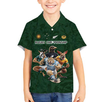 Custom Rugby Southern Hemisphere Family Matching Summer Maxi Dress and Hawaiian Shirt Argentina AUNZ South Africa Mascot Green LT9 Son's Shirt Green - Polynesian Pride