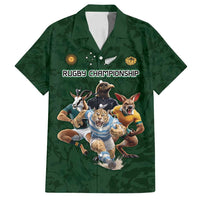 Custom Rugby Southern Hemisphere Family Matching Tank Maxi Dress and Hawaiian Shirt Argentina AUNZ South Africa Mascot Green LT9 Dad's Shirt - Short Sleeve Green - Polynesian Pride