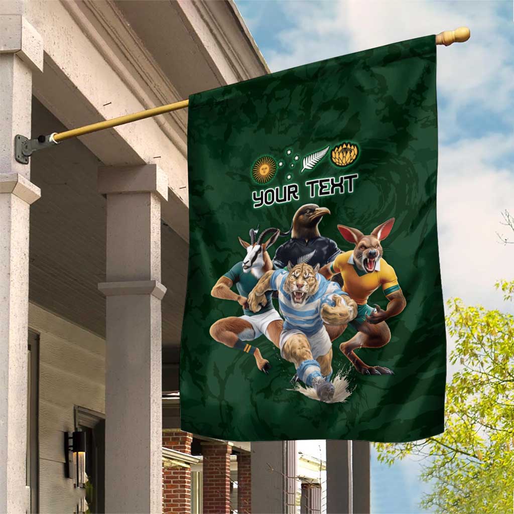 Custom Rugby Southern Hemisphere Garden Flag Argentina AUNZ South Africa Mascot Green LT9 House Flag Green - Polynesian Pride