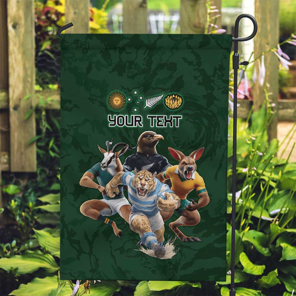 Custom Rugby Southern Hemisphere Garden Flag Argentina AUNZ South Africa Mascot Green LT9 Garden Flag Green - Polynesian Pride