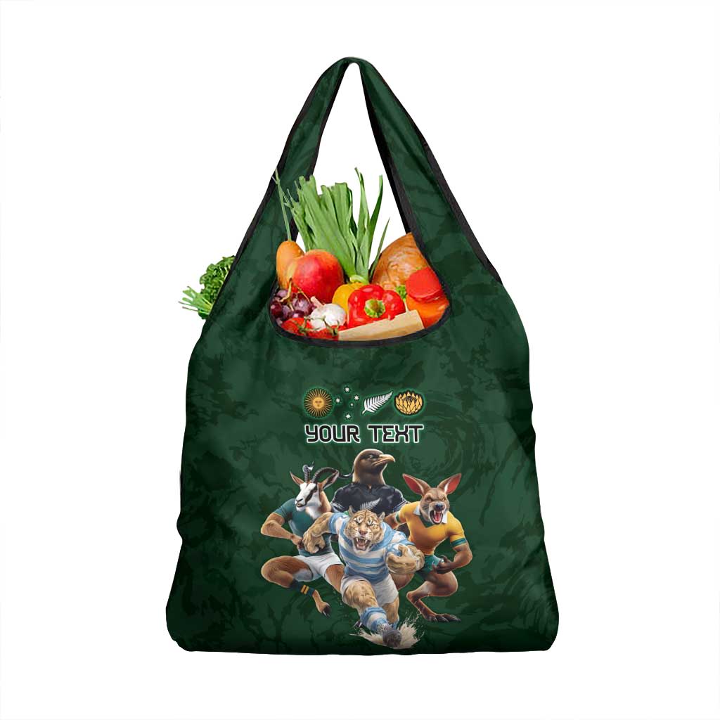 Custom Rugby Southern Hemisphere Grocery Bag Argentina AUNZ South Africa Mascot Green LT9 1-pack One Size Green - Polynesian Pride
