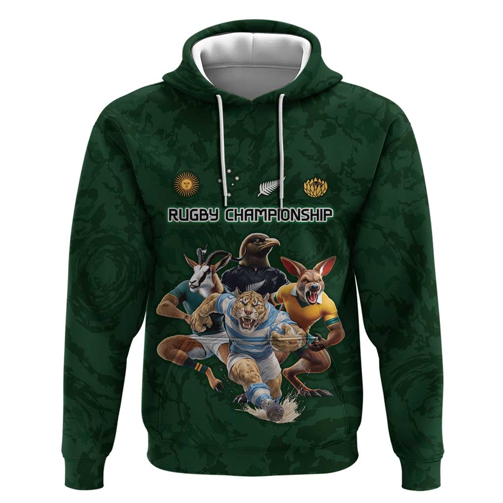 Custom Rugby Southern Hemisphere Hoodie Argentina AUNZ South Africa Mascot Green LT9 Pullover Hoodie Green - Polynesian Pride