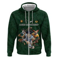 Custom Rugby Southern Hemisphere Hoodie Argentina AUNZ South Africa Mascot Green LT9 Zip Hoodie Green - Polynesian Pride