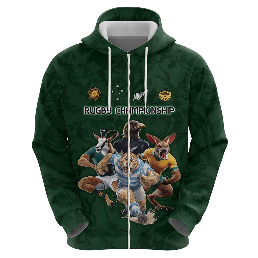 Custom Rugby Southern Hemisphere Hoodie Argentina AUNZ South Africa Mascot Green LT9 - Polynesian Pride