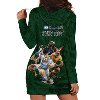Custom Rugby Southern Hemisphere Hoodie Dress Argentina AUNZ South Africa Mascot Green LT9 - Polynesian Pride